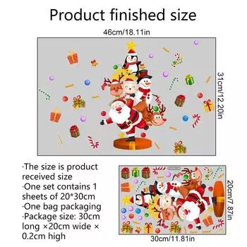 Christmas Window Sticker Penguin Snowman Santa Claus Wall Stickers Double-sided Visual Wall Stickers Self-adhesive C