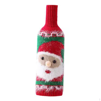Christmas Wine Bottle Cover, Bag, Hand Knitted Sweater Bag Santa Claus