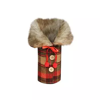 Christmas Wine Bottle Cover,Gift Bag, Burlaps Sweater Collar Button Coat Design Decorations For Xmas, Wedding, Birthday, Holiday Party One Size