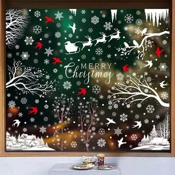 Christmas Winter Snowflake Stickers Santa Claus Xmas Tree Elk Window Glass Stickers Electrostatic Stickers Christmas Decorations