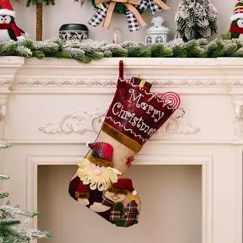 Christmas With Stockings Cartoon Santa Claus For Festive Gift Wrap And Decor Santa Cartoon Socks
