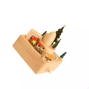 Christmas Wooden Music Box Musical Smart Castle Toy Play Melody Creative Rotating