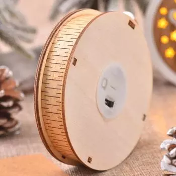 Christmas Wooden Round Light Plate Pendant Creative Hollow Christmas Tree Decoration Wooden Sign Ornaments
