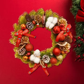 Christmas Wreath 12 inch Garland Flowers Hanging Ornament Mini