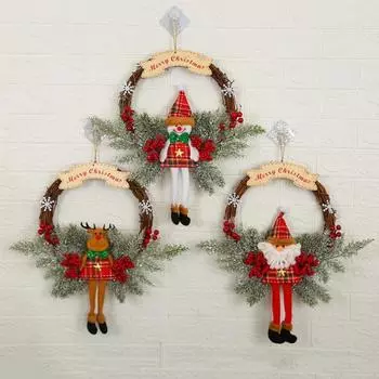 Christmas Wreath Artificial Berries Pine Rattan Wreaths Merry Christmas Decor for Shopwindow Layout Props Home Door Decor
