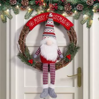 Christmas Wreath Artificial Vines Wreath Faceless Old Man Hanging Garland for New Year Xmas Navidad Decoration Ornaments