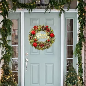 Christmas Wreath Decoration 40cm Cabinet Xmas Garland for Farmhouse,