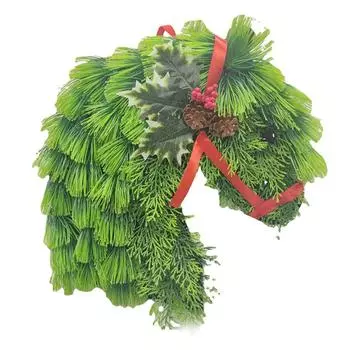 Christmas Wreath Xmas Garlands Ornaments Farmhouse Horse Head Greeting Pendent Party Supplies New Year Halloween Accessories