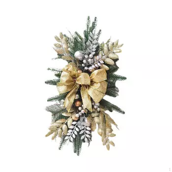 Christmas Wreath Xmas Staircase Swag Artificial Garland Hanging Ornament for Railing Office