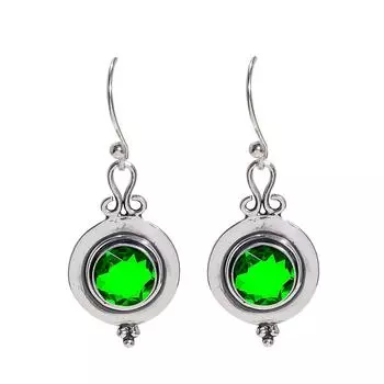 Chrome Diopside 925 Sterling Silver Earring V3749, Green Earring, Round Earring, Valentin s Day Gift, Gift For Her, Birthday Gift, Handmade Jewelry, S