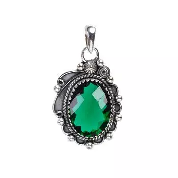Chrome Diopside 925 Sterling Silver Pendant V8283, Green Pendant, Oval Pendant, Valentin s Day Gift, Gift For Her, Birthday Gift, Handmade Jewelry, Si