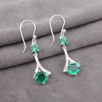 Chrome Diopside Gemstone 925 Solid Silver Jewelry Zircon Wedding Earrings 1.84 CZE-9-5
