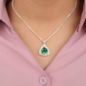 Chrome Diopside Gemstone 925 Solid Silver Jewelry Zircon Wedding Pendant 0.99 CZP-8-5