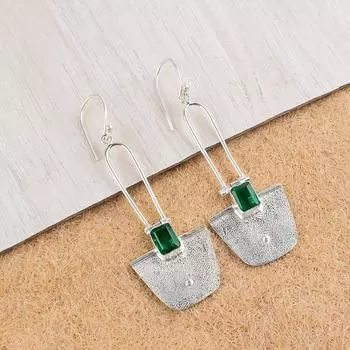 Chrome Diopside Gemstone 925 Sterling Silver Handcrafted Jewelry Earrings 2.2 EE-68-4