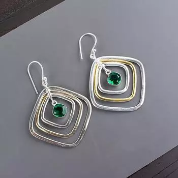 Chrome Diopside Gemstone 925 Sterling Silver Handmade Jewelry Hook Earrings2.44 EE-70-4