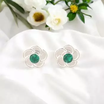 Chrome Diopside Gemstone 925 Sterling Silver Jewelry Handmade Stud Earrings 0.5 EE-157-8