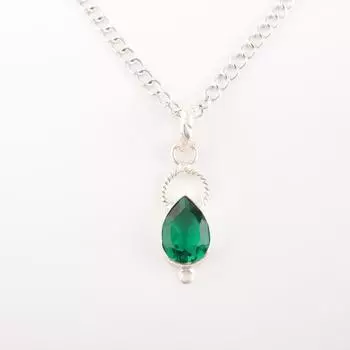 Chrome Diopside Gemstone 925 Sterling Silver Jewelry Teardrop Chain Pendant1.40 PP-12-5