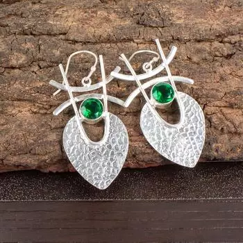 Chrome Diopside Gemstone 925 Sterling Silver Jewelry Handmade Earrings 1.78 EE-64-1