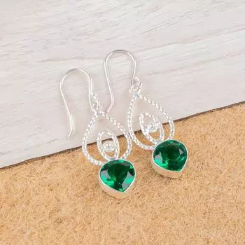 Chrome Diopside Gemstone 925 Sterling Silver Jewelry Handcrafted Earrings 2.00 EE-32-4