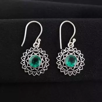 Chrome Diopside Gemstone 925 Sterling Silver Jewelry Drop/Dangle Earrings 1.57 CE-19-8