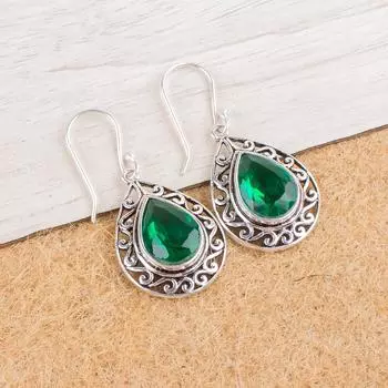 Chrome Diopside Gemstone 925 Sterling Silver Jewelry Handmade Earrings 1.72 CE-4-10