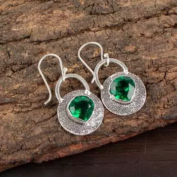 Chrome Diopside Gemstone 925 Sterling Silver Jewelry Handcrafted Earrings 1.30 EE-63-6
