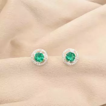 Chrome Diopside Gemstone 925 Sterling Silver Jewelry Zircon Push Back Studs0.41 CZE-8-11