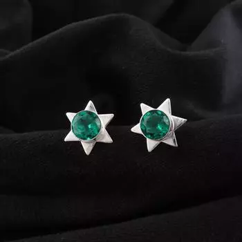 Chrome Diopside Gemstone 925 Sterling Silver Jewelry Handmade Stud Earrings0.44 EE-175-1