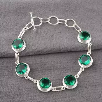 Chrome Diopside Gemstone 925 Sterling Silver Jewelry Handcrafted Bracelet 7-9 RB-13-3