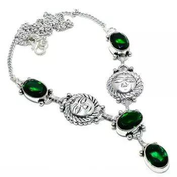 Ожерелье из серебра 925 пробы с хромдиопсидом, 18 дюймов, R5D05 зелёный