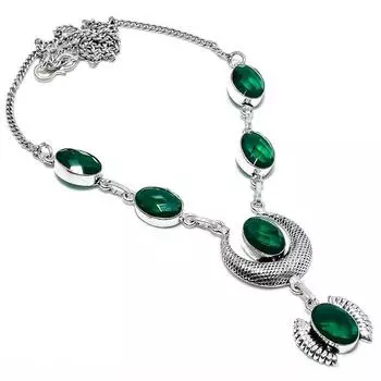 Ювелирные изделия из серебра 925 пробы с хромдиопсидом, 18 дюймов i6J41 зелёный