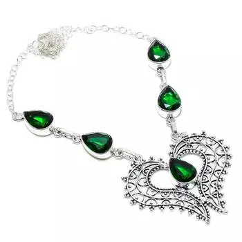 Ожерелье из серебра 925 пробы с хромдиопсидом, 18 дюймов, k9E38 зелёный