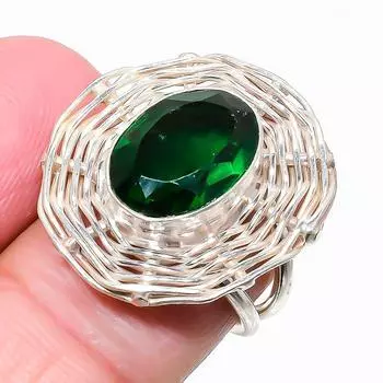 Chrome Diopside Gemstone 925 Sterling Silver Jewelry Ring Size 7 L4D26 7 зелёный