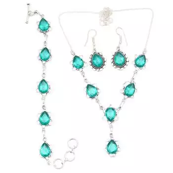 Chrome Diopside Gemstone Ethnic Jewelry Necklace Set 18-20