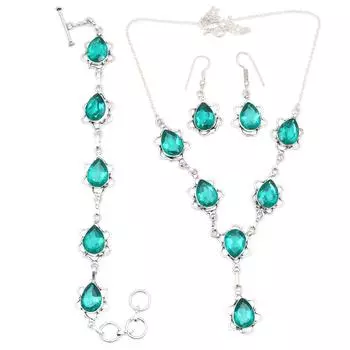 Chrome Diopside Gemstone Ethnic Jewelry Necklace Set 18-20