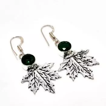 Ювелирные серьги ручной работы с хром-диопсидом, посеребренные 925 пробы, 1,89 дюйма