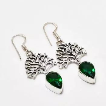 Ювелирные серьги ручной работы с хром-диопсидом, посеребренные 925 пробы, 1,89 дюйма