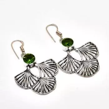 Ювелирные серьги ручной работы с хром-диопсидом, посеребренные 925 пробы, 1,89 дюйма