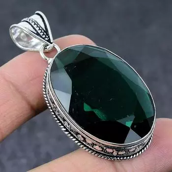 Chrome Diopside Gemstone Handmade 925 Sterling Silver Jewelry Pendant 2.21 e5y12
