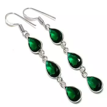 Chrome Diopside Gemstone Handmade 925 Sterling Silver Jewelry Earring 2.56 b2k47