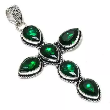 Chrome Diopside Gemstone Handmade 925 Sterling Silver Jewelry Pendant 3.35 M1Z71