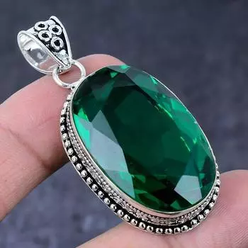 Chrome Diopside Gemstone Handmade 925 Sterling Silver Jewelry Pendant 2.21 L7N94