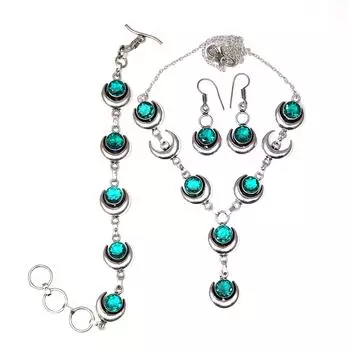 Комплект этнических украшений ручной работы из хромдиопсида, ожерелье 18-20 дюймов