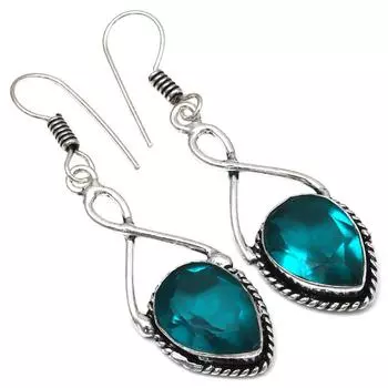 Chrome Diopside Gemstone Handmade Gift For Her Silver Jewelry Earrings 1.75