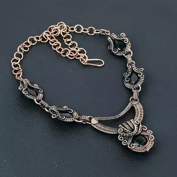 Хром диопсид драгоценный камень ручная работа чистая медная проволока обертывание ювелирные изделия ожерелье для женщин 18 Inches зелёный