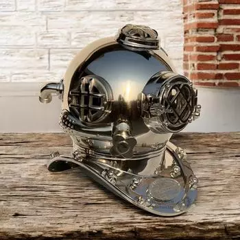 Хромированный водолазный шлем ВМС США, шлем для глубоководных водолазов, морской подарок чистый