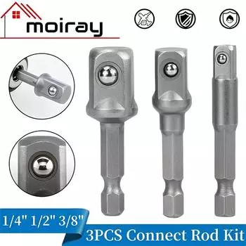 Chrome Vanadium Steel Socket Adapter Set Hex Shank 1/4 3/8 1/2 Extension Drill Bits Bar Set Power Tools