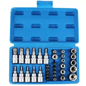 Набор шестигранных ключей Torx Star из хром-ванадиевой стали, набор из 34 шт. ручных инструментов для ремонта автомобиля синий