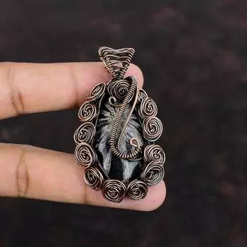 Chrysanthemum Gemstone Pendant Copper Wire Wrapped Pendant Copper Jewelry Handmade Pendant Gift For Her Stylish Pendant Wire Wrapped Jewelry