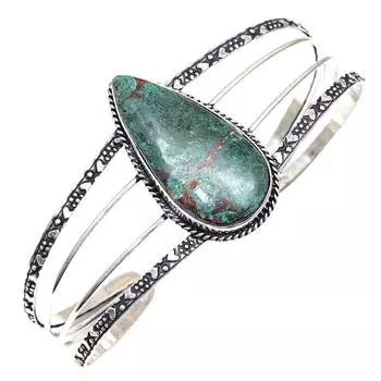 Chrysocolla Gemstone Antique Silver Jewelry Cuff Bracelets 7 Adjustable